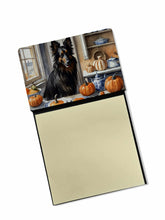 Load image into Gallery viewer, Belgian Sheepdog Fall Kitchen Pumpkins Sticky Note Holder- Refiilable Desk Accessory Note Pad