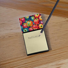 Load image into Gallery viewer, Colorful Apples Sticky Note Holder- Refiilable Desk Accessory Note Pad