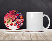 Load image into Gallery viewer, Colorful Cherries Large Sandstone Coasters Pack of 4