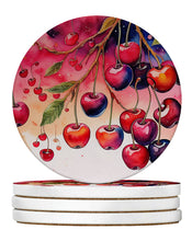 Load image into Gallery viewer, Colorful Cherries Large Sandstone Coasters Pack of 4