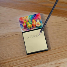 Load image into Gallery viewer, Colorful Pears Sticky Note Holder- Refiilable Desk Accessory Note Pad