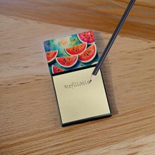 Load image into Gallery viewer, Colorful Watermelons Sticky Note Holder- Refiilable Desk Accessory Note Pad