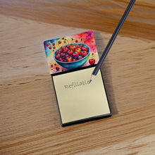 Load image into Gallery viewer, Colorful Cherries Sticky Note Holder- Refiilable Desk Accessory Note Pad