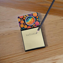 Load image into Gallery viewer, Colorful Oranges Sticky Note Holder- Refiilable Desk Accessory Note Pad