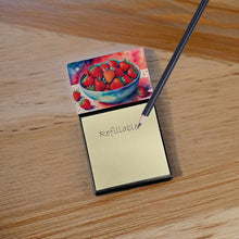 Load image into Gallery viewer, Colorful Strawberries Sticky Note Holder- Refiilable Desk Accessory Note Pad