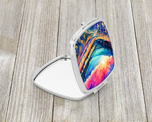 Load image into Gallery viewer, Colorful Annual Larkspur Compact Mirror – Stylish Purse Mirror with Artistic Covers