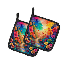 Load image into Gallery viewer, Colorful Begonias Pot Holders - Set of 2 Decorative Kitchen Helpers | Made in the USA