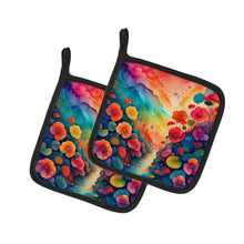 Load image into Gallery viewer, Colorful Begonias Pot Holders - Set of 2 Decorative Kitchen Helpers | Made in the USA