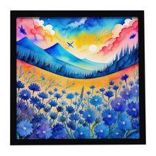 Load image into Gallery viewer, Colorful Blue Cornflowers Framed Metal Print