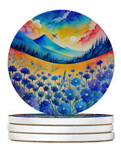 Load image into Gallery viewer, Colorful Blue Cornflowers Large Sandstone Coasters Pack of 4