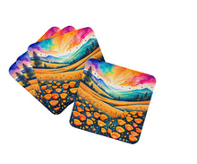 Load image into Gallery viewer, Colorful California poppies Foam Coaster