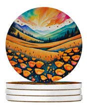 Load image into Gallery viewer, Colorful California poppies Large Sandstone Coasters Pack of 4