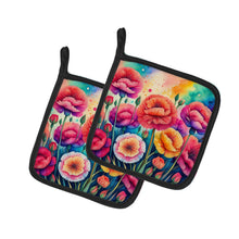Load image into Gallery viewer, Colorful Carnations Pot Holders - Set of 2 Decorative Kitchen Helpers | Made in the USA