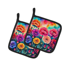Load image into Gallery viewer, Colorful Carnations Pot Holders - Set of 2 Decorative Kitchen Helpers | Made in the USA
