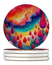 Load image into Gallery viewer, Colorful Celosia Large Sandstone Coasters Pack of 4