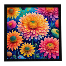 Load image into Gallery viewer, Colorful Chrysanthemums Framed Metal Print