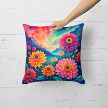 Load image into Gallery viewer, Colorful Dahlias Fabric Decorative Pillow