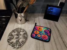 Load image into Gallery viewer, Colorful Dahlias Pot Holders - Set of 2 Decorative Kitchen Helpers | Made in the USA