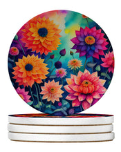 Load image into Gallery viewer, Colorful Dahlias Large Sandstone Coasters Pack of 4