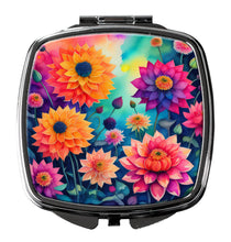 Load image into Gallery viewer, Colorful Dahlias Compact Mirror – Stylish Purse Mirror with Artistic Covers