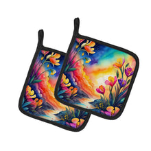 Load image into Gallery viewer, Colorful Freesia Pot Holders - Set of 2 Decorative Kitchen Helpers | Made in the USA