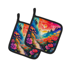 Load image into Gallery viewer, Colorful Geraniums Pot Holders - Set of 2 Decorative Kitchen Helpers | Made in the USA