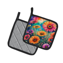 Load image into Gallery viewer, Colorful Gerbera Daisies Pot Holders - Set of 2 Decorative Kitchen Helpers | Made in the USA