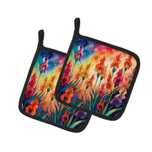 Load image into Gallery viewer, Colorful Gladiolus Pot Holders - Set of 2 Decorative Kitchen Helpers | Made in the USA
