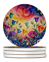 Load image into Gallery viewer, Colorful Lisianthus Large Sandstone Coasters Pack of 4