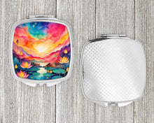 Load image into Gallery viewer, Colorful Lotus Compact Mirror – Stylish Purse Mirror with Artistic Covers