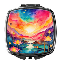 Load image into Gallery viewer, Colorful Lotus Compact Mirror – Stylish Purse Mirror with Artistic Covers