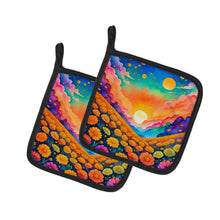 Load image into Gallery viewer, Colorful Marigolds Pot Holders - Set of 2 Decorative Kitchen Helpers | Made in the USA