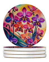 Load image into Gallery viewer, Colorful Orchids Large Sandstone Coasters Pack of 4