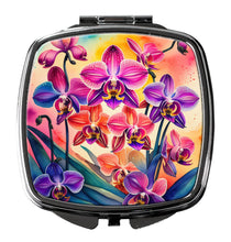 Load image into Gallery viewer, Colorful Orchids Compact Mirror – Stylish Purse Mirror with Artistic Covers