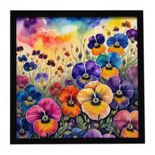 Load image into Gallery viewer, Colorful Pansies Framed Metal Print