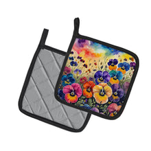 Load image into Gallery viewer, Colorful Pansies Pot Holders - Set of 2 Decorative Kitchen Helpers | Made in the USA