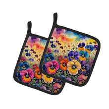 Load image into Gallery viewer, Colorful Pansies Pot Holders - Set of 2 Decorative Kitchen Helpers | Made in the USA