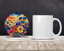 Load image into Gallery viewer, Colorful Pansies Large Sandstone Coasters Pack of 4