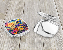 Load image into Gallery viewer, Colorful Pansies Compact Mirror – Stylish Purse Mirror with Artistic Covers