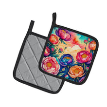 Load image into Gallery viewer, Colorful Peonies Pot Holders - Set of 2 Decorative Kitchen Helpers | Made in the USA