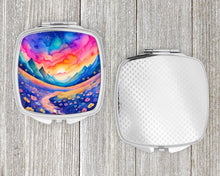 Load image into Gallery viewer, Colorful Periwinkles Compact Mirror – Stylish Purse Mirror with Artistic Covers