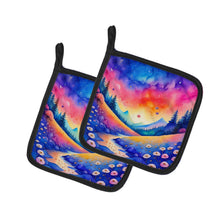 Load image into Gallery viewer, Colorful Periwinkles Pot Holders - Set of 2 Decorative Kitchen Helpers | Made in the USA