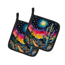 Load image into Gallery viewer, Colorful Queen of the Night Cactus Pot Holders - Set of 2 Decorative Kitchen Helpers | Made in the USA