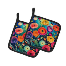 Load image into Gallery viewer, Colorful Ranunculus Pot Holders - Set of 2 Decorative Kitchen Helpers | Made in the USA