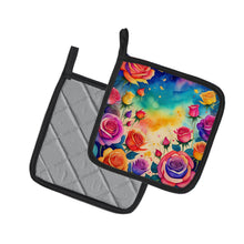 Load image into Gallery viewer, Colorful Roses Pot Holders - Set of 2 Decorative Kitchen Helpers | Made in the USA