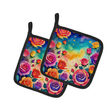 Load image into Gallery viewer, Colorful Roses Pot Holders - Set of 2 Decorative Kitchen Helpers | Made in the USA