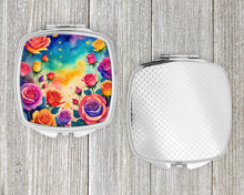 Load image into Gallery viewer, Colorful Roses Compact Mirror – Stylish Purse Mirror with Artistic Covers
