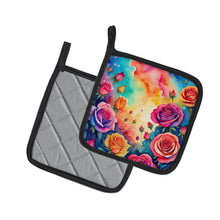 Load image into Gallery viewer, Colorful Roses Pot Holders - Set of 2 Decorative Kitchen Helpers | Made in the USA
