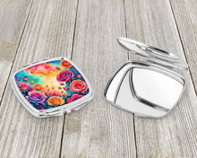 Load image into Gallery viewer, Colorful Roses Compact Mirror – Stylish Purse Mirror with Artistic Covers