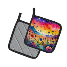 Load image into Gallery viewer, Colorful Scabiosa Pot Holders - Set of 2 Decorative Kitchen Helpers | Made in the USA
